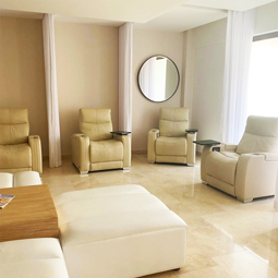 Clinic interior with luxury reclining chairs